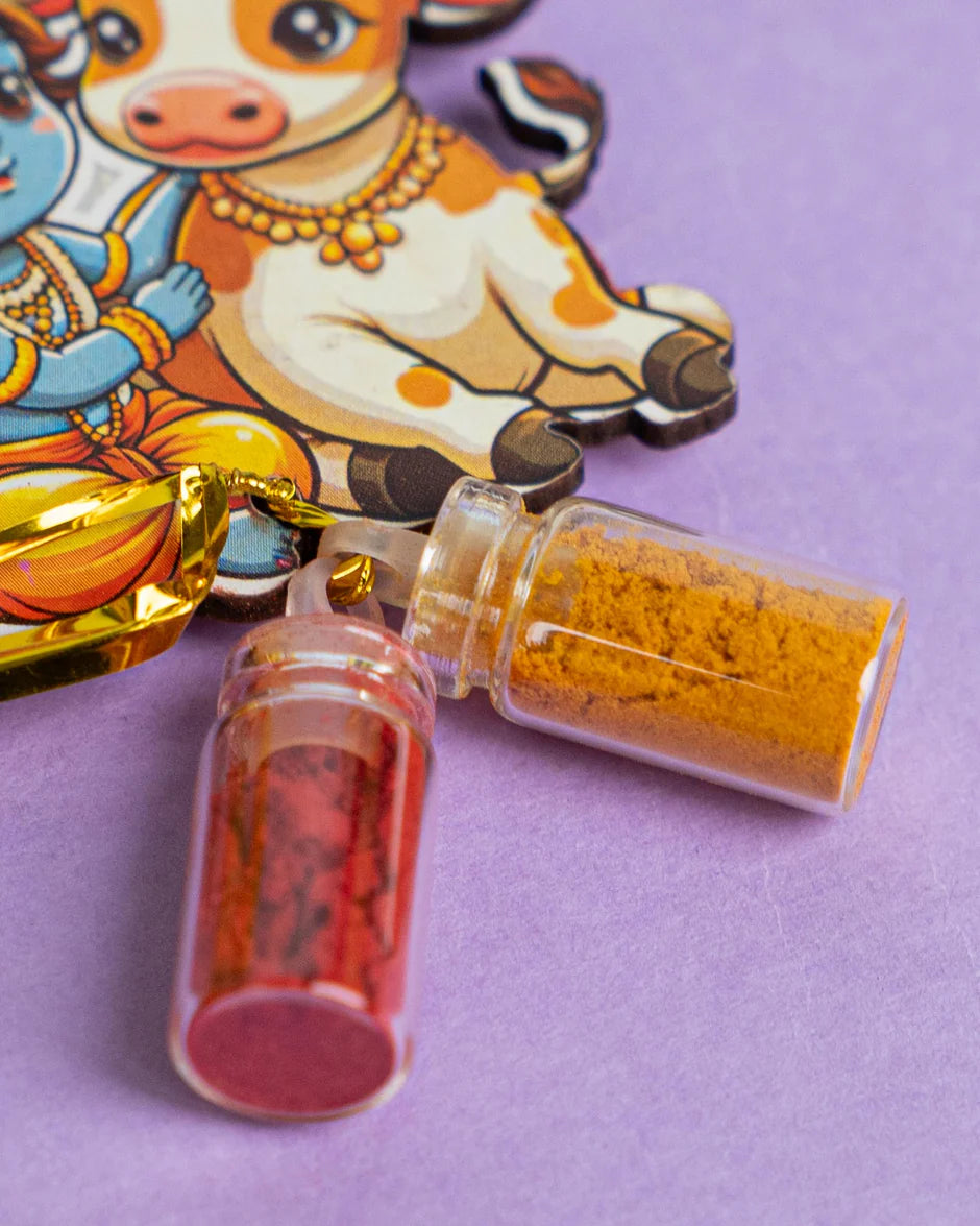 Krishna with Cow Haldi Kumkum Set