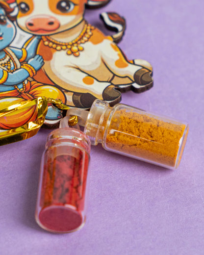 Krishna with Cow Haldi Kumkum Set