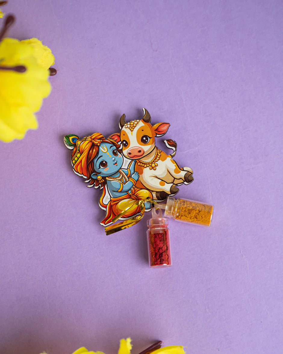 Krishna with Cow Haldi Kumkum Set