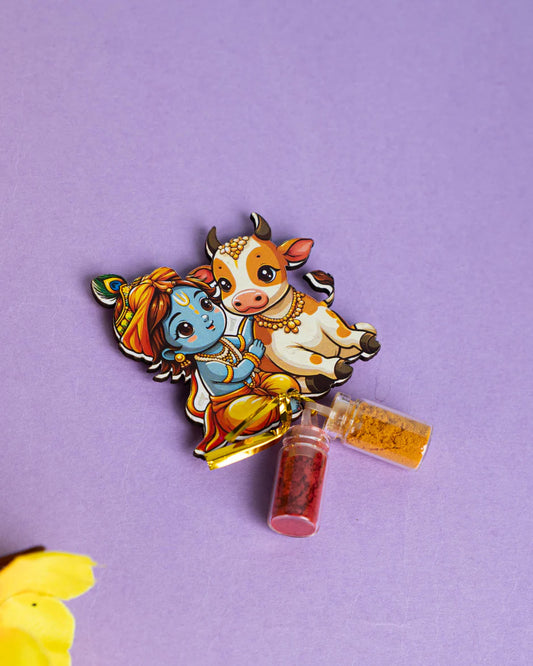 Krishna with Cow Haldi Kumkum Set